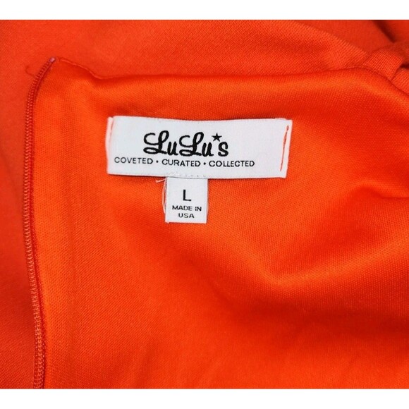 Lulus Coral Red Cocktail Midi Dress Womens LG Stretch V Neck Sexy Elegant Classy - Picture 12 of 14